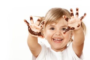 Small girl with chocolate